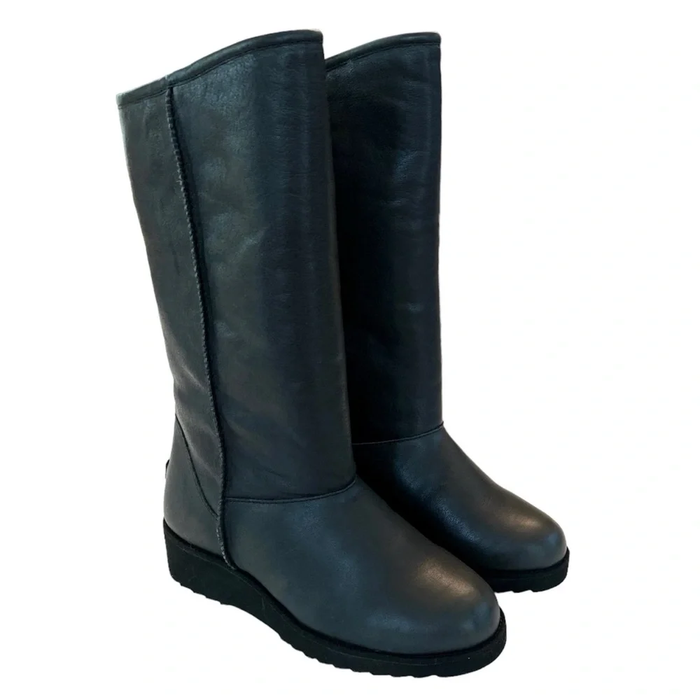 Australia Luxe Collective Joshua Tall Boots Black Shearling NIB Leather Winter 8